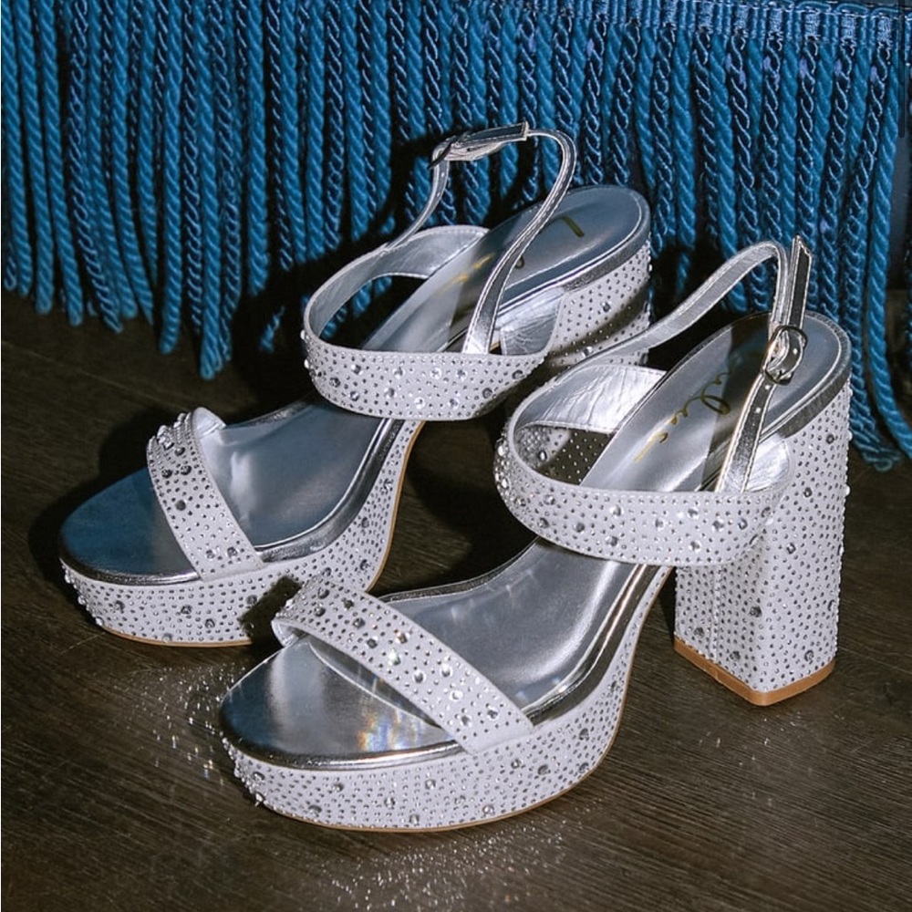 Lulus Rhinestone Platform Heels - Picture 2 of 6